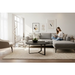 STOLIK KAWOWY Metalowy Blat Czarny Płyta MDF  STK-921